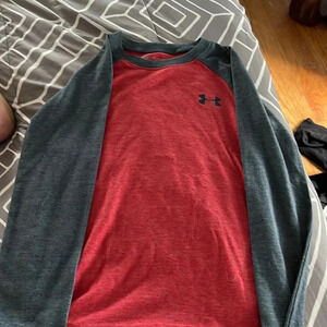 Under Armour Red gray Long Sleeve Shirt Size 6